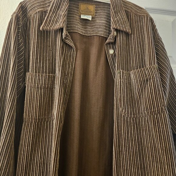 St john Cowgirl oversized Trendy brown Button Down Corduroy shacket shirt XL - Picture 8 of 9